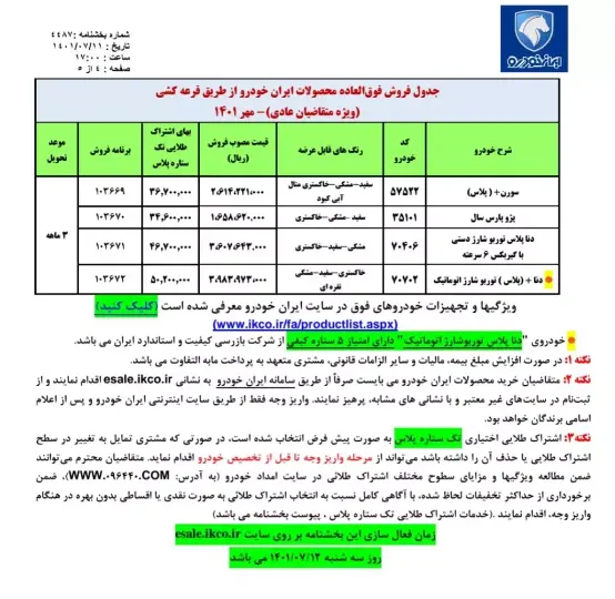 فروش فوری ایران خودرو