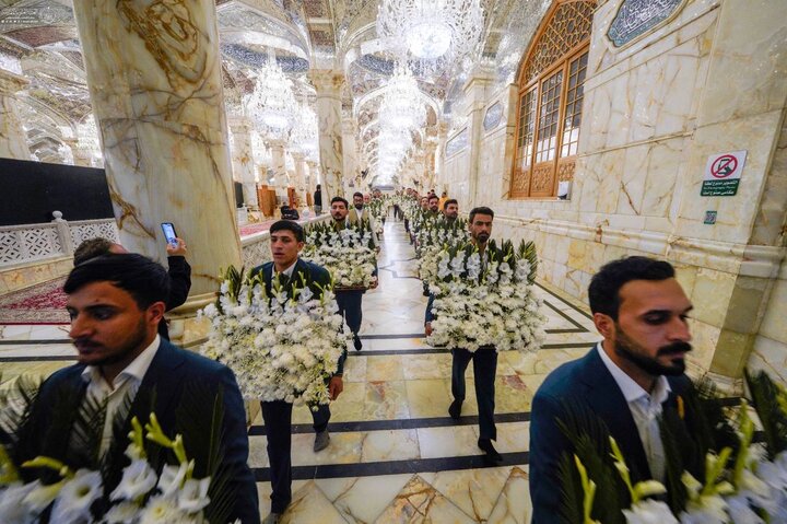 آذین بندی حرم مطهر امیرالمومنین (ع) در آستانه ولادت حضرت زهرا(س)/عکس
